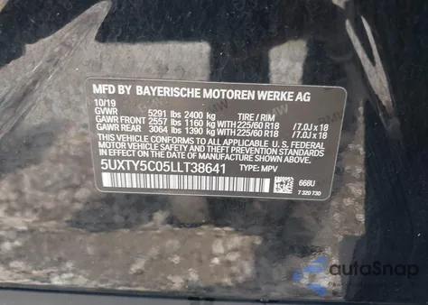 2020 BMW X3 xDrive30I from USA, damaged, VIN 5UXTY5C05LLT38641